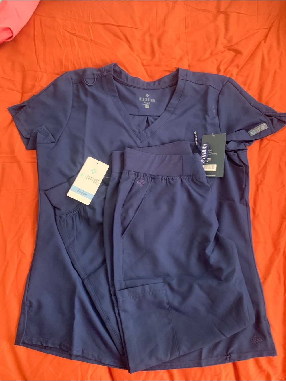 Med Couture Navy V-Neck Short Sleeve Scrub Set